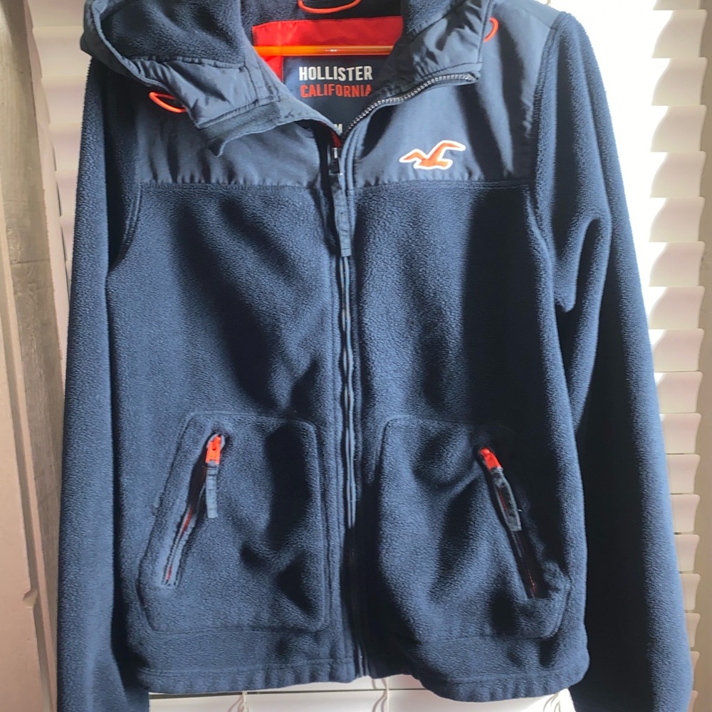 Hollister Black Jacket with Bright Red Details